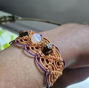 Weave Herringbone Braided Sliding Tie Bracelet Orange Purple